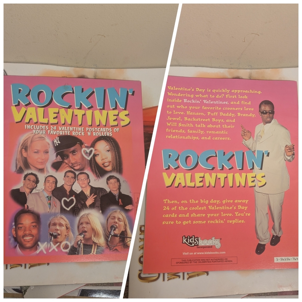 New RARE 1999 Kids Rockin Valentine's Cards Book Puff Daddy Hanson Backstreet